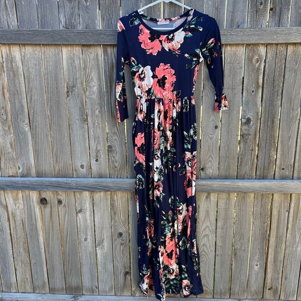 Reb & J 220 maxi dress floral mid sleeve size small
